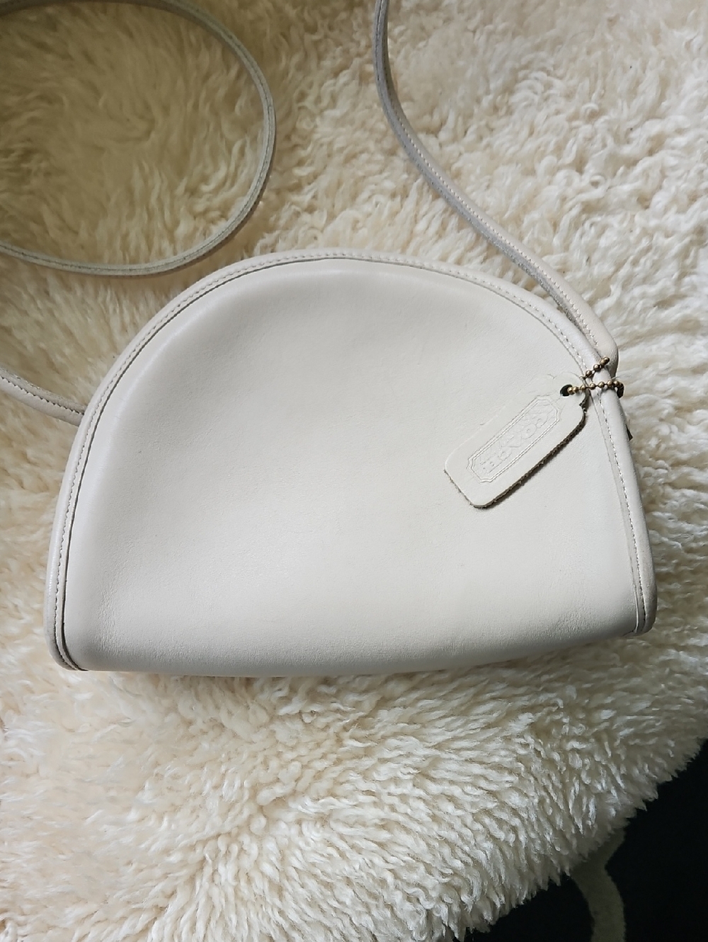 COACH Kimball Vintage Bone Leather Crossbody Bag - Minimal Half-Moon Design - Picture 10 of 10